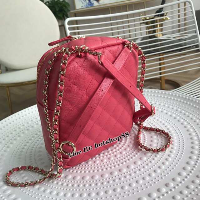 CHANEL女包 Chanel Small backpack小書包 19早春新款 魚子醬菱格小背包 香奈兒雙肩包 djc1113